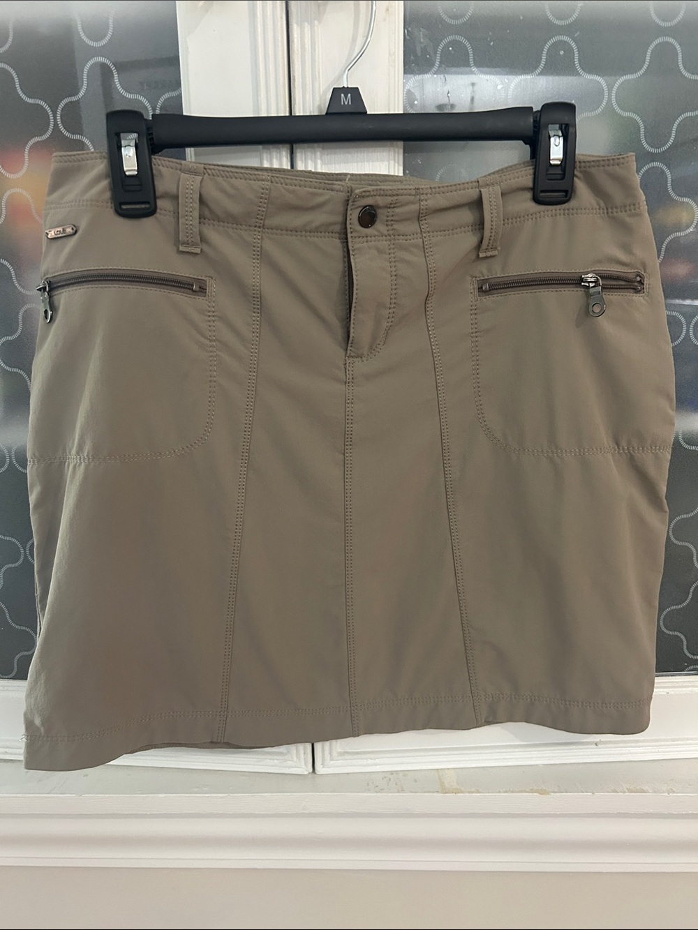 Lole Khaki Active Skort with Front Zip Pockets